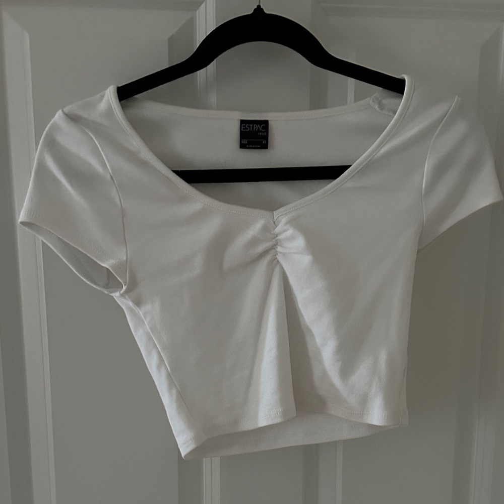 PacSun Cream Ruched Crop Top